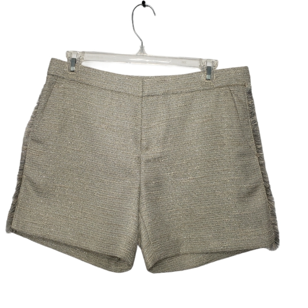 BANANA REPUBLIC beige Ryan fit tweed fringe shorts